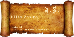 Milin Zenina névjegykártya